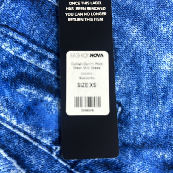 Fashion Nova Delilah Denim Print Mesh Midi Dress - Picture 4 of 6